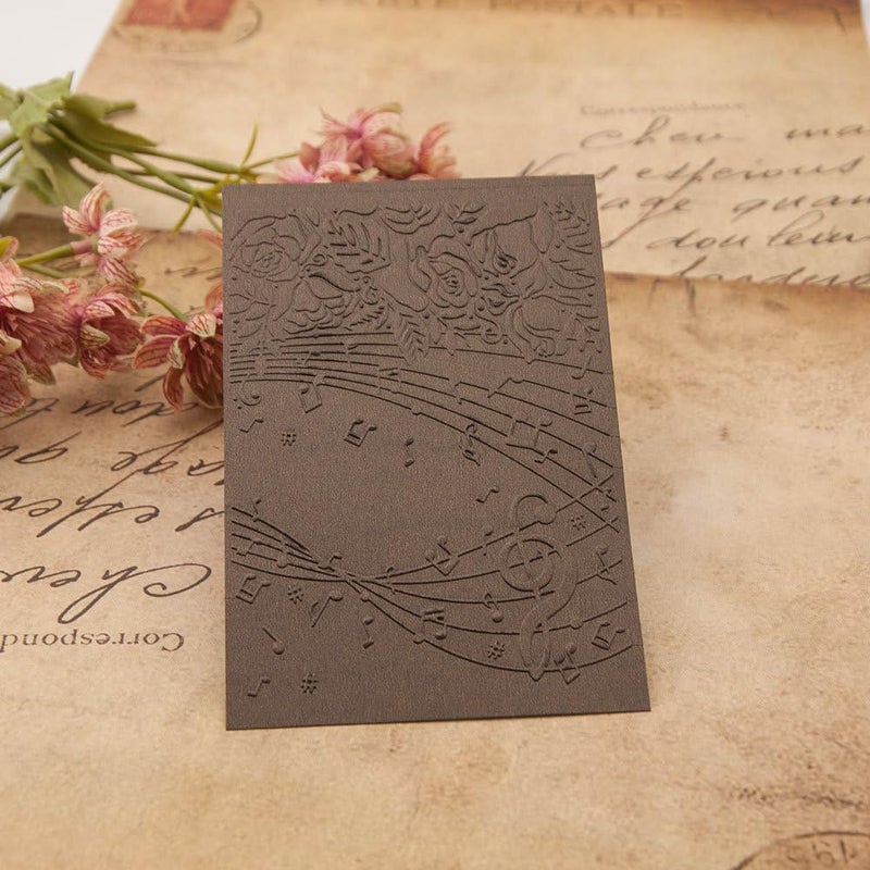 FUGUT 3-D Embossing Folder for Card Making - Plastic Textured Template for DIY Scrapbooking, Paper Crafting and Handmade Art Supplies (3D Rose Music 5.8 x 4.1 in) - Image 3